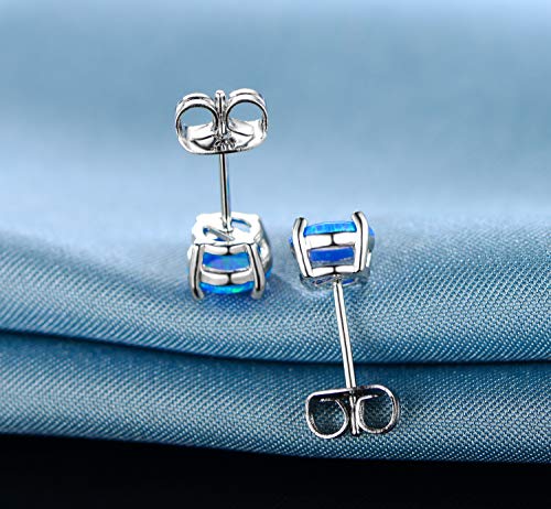 GEMSME 18K White Gold Plated Opal Stud Earrings Sensitive Ears for Women