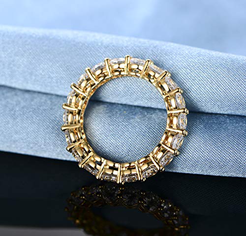 Gemsme 18K Yellow Gold Filled Cubic Zirconia Eternity Band Ring Hypoallergenic Jewelry for Women Men