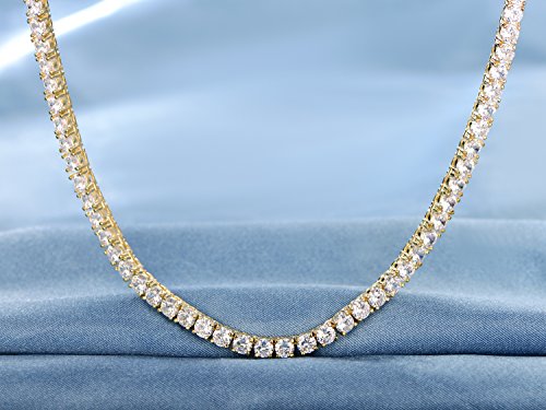 Gemsme 18K Yellow Gold Plated Tennis Necklace/Bracelet/Earrings/Band Ring Sets Pack of 4