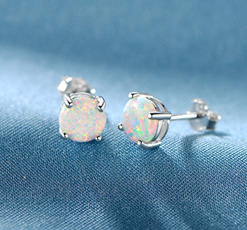18K White Gold/Rose Gold Plated Round/Heart Opal Stud Earrings For Women
