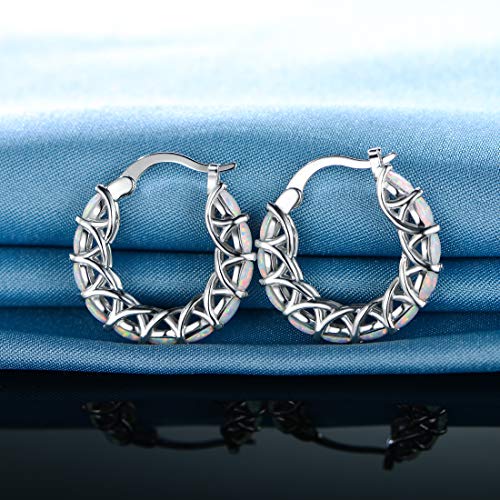 GEMSME 14K Gold Plated Crystal Hoop Earrings for Women (opal earrings)