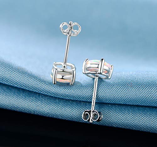 18K White Gold/Rose Gold Plated Round/Heart Opal Stud Earrings For Women