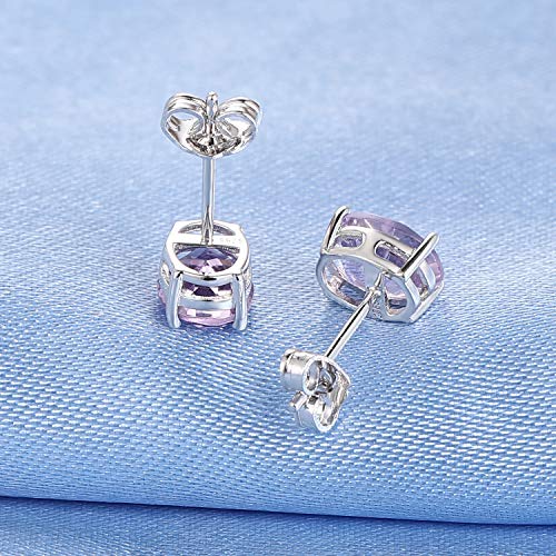 GEMSME 925 Sterling Silver Purple Tapoz Spinel Birthstone Stud Earrings Hypoallergenic Jewelry for Women (purple gemstone)…