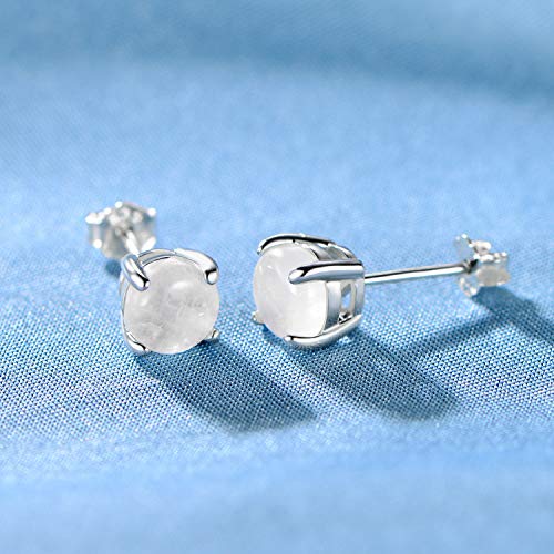 GEMSME 925 Sterling Silver Moonstone Tapoz Birthstone Stud Earrings Hypoallergenic Jewelry for Women (moonstone)…