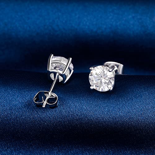 18K Yellow Gold / White Gold Plated Stud Earrings 4 Prong Brilliant Round Cut 3-7MM Cubic Zirconia Earring Studs Set