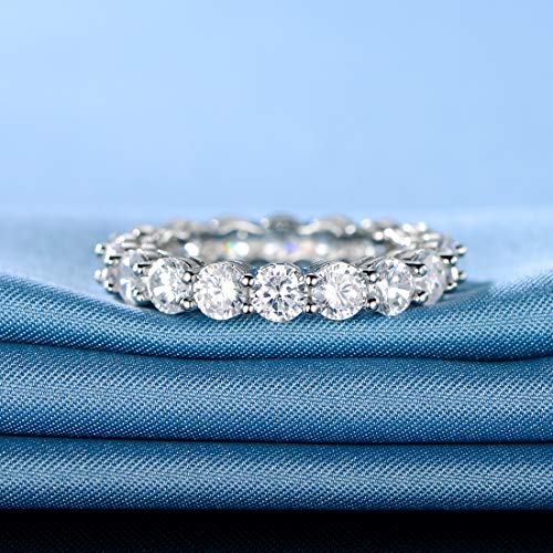 18K White Gold Filled Cubic Zirconia Eternity Band Ring for Women