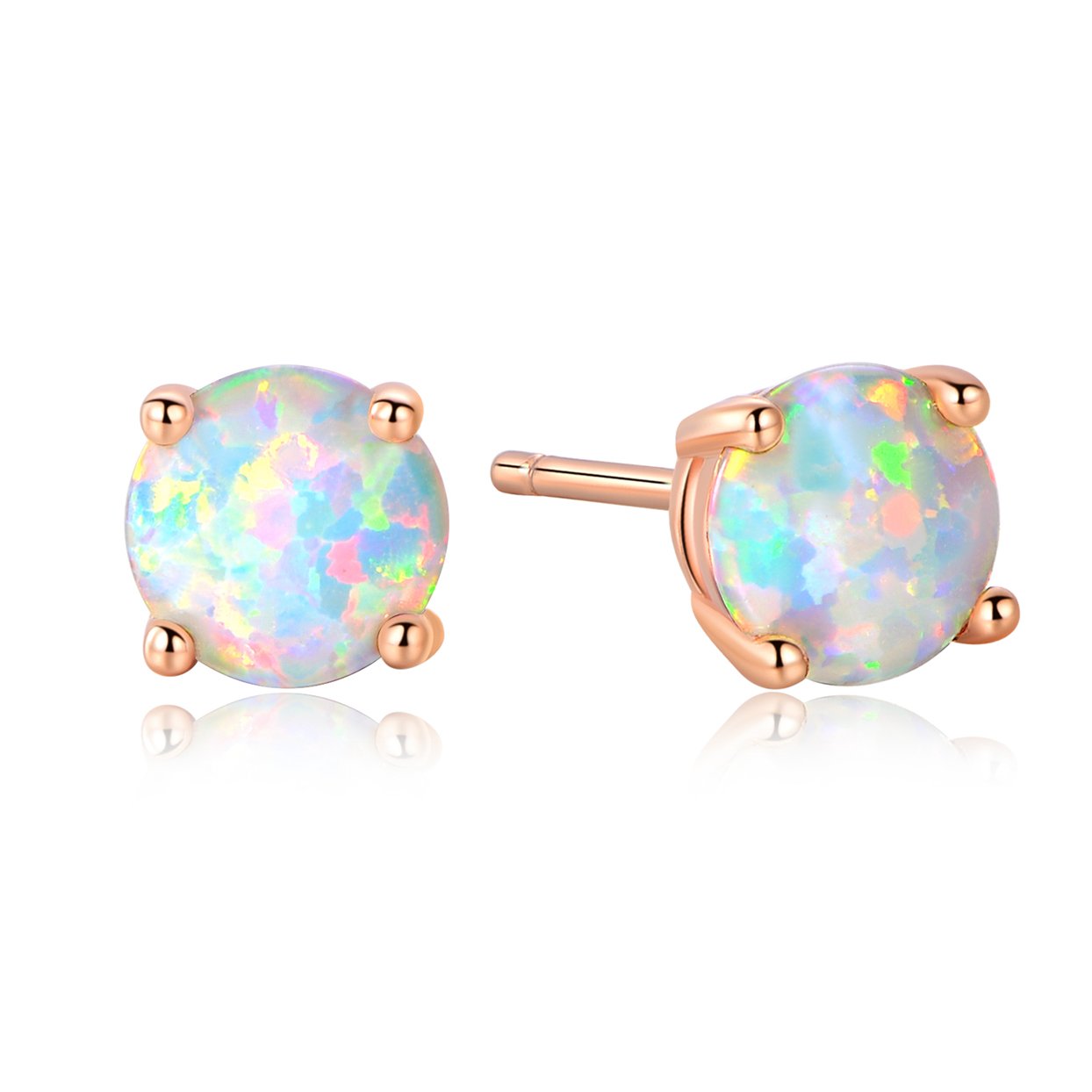 GEMSME Rose Gold Plated Opal Stud Earrings