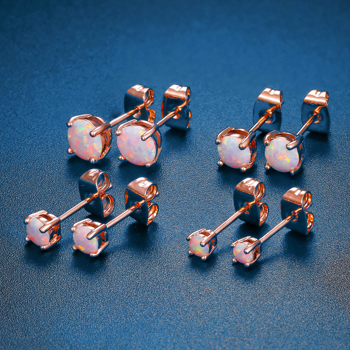 GEMSME Rose Gold Plated Opal Stud Earrings