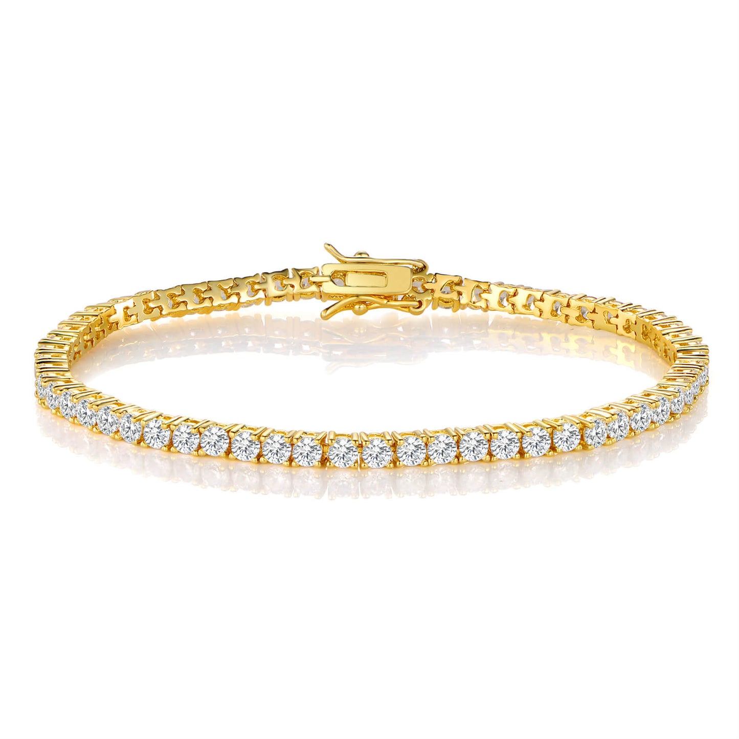 GMESME 18K Gold Plated Cubic Zirconia Classic Tennis Bracelet 7.5 Inch