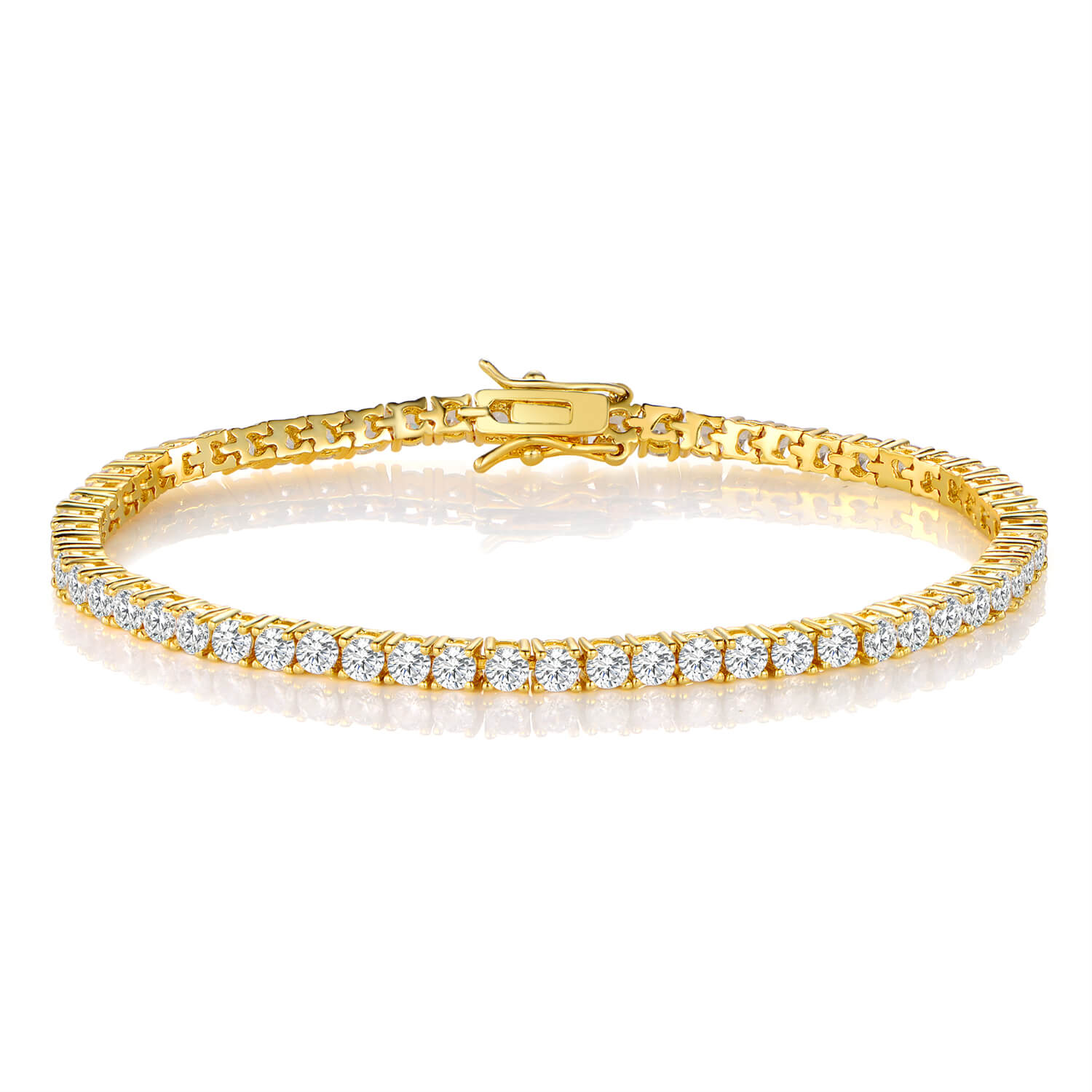 GMESME 18K Gold Plated Cubic Zirconia Classic Tennis Bracelet 7.5 Inch