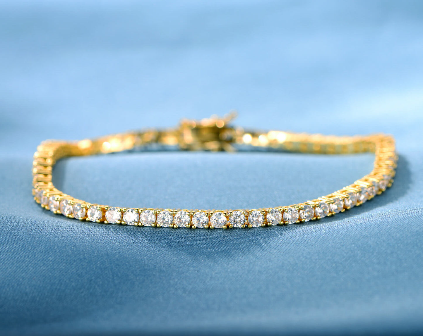 GMESME 18K Gold Plated Cubic Zirconia Classic Tennis Bracelet 7.5 Inch