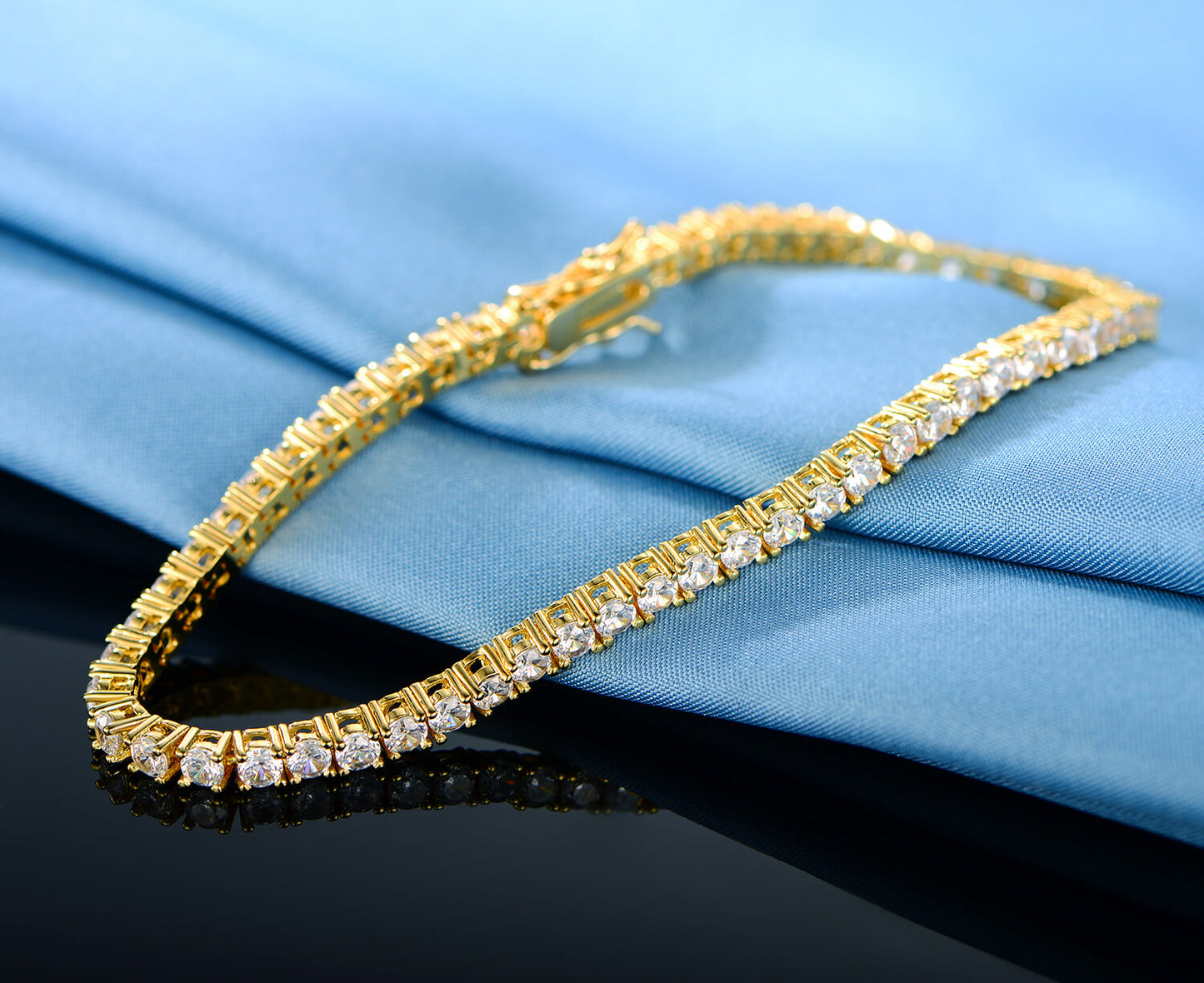 GMESME 18K Gold Plated Cubic Zirconia Classic Tennis Bracelet 7.5 Inch