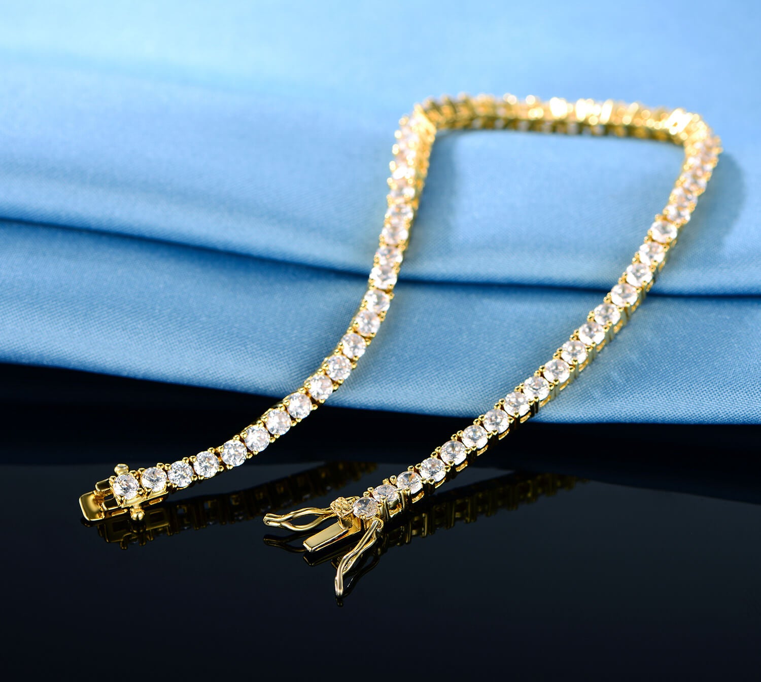 GMESME 18K Gold Plated Cubic Zirconia Classic Tennis Bracelet 7.5 Inch