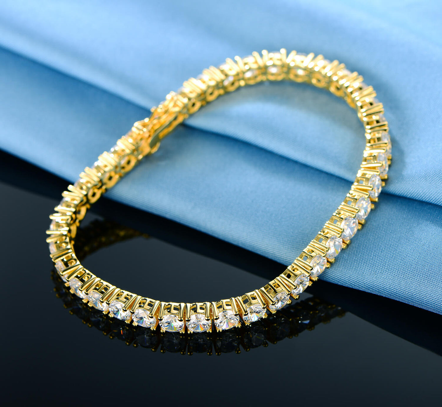GMESME 18K Gold Plated Cubic Zirconia Classic Tennis Bracelet 7.5 Inch