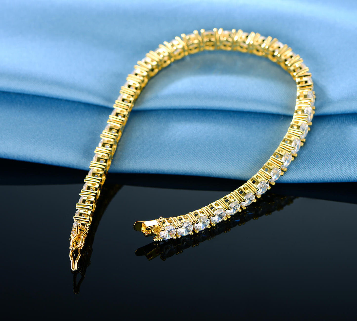 GMESME 18K Gold Plated Cubic Zirconia Classic Tennis Bracelet 7.5 Inch
